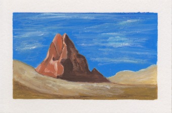 Lonely Mountain, 4x6. Gouache on watercolor block. $20